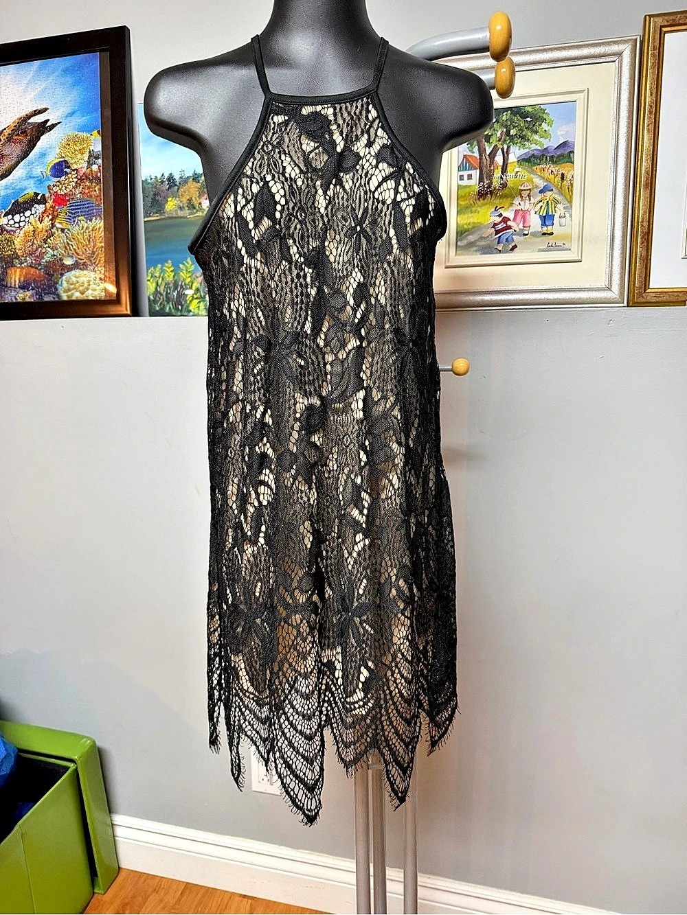 Beautiful Lace Slip Dress Floral Lace Mini Dress Size xs fits small